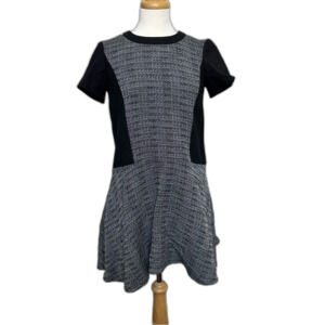 Madewell Black and Grey Tweed Knee Length Swing Dress - Women Size 4